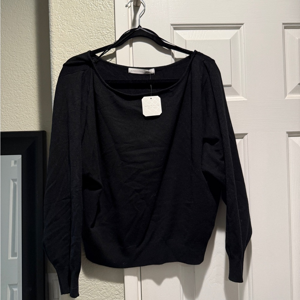 Altar'd State Black Off-the-Shoulder Sweater